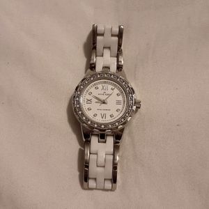 Klein white ceramic w/ steel and crystals watch